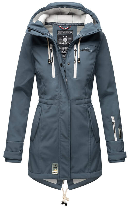 Marikoo Zimtzicke Damen Outdoor Softshell Jacke lang  B614 Dusty Blue Größe XXL - Gr. 44