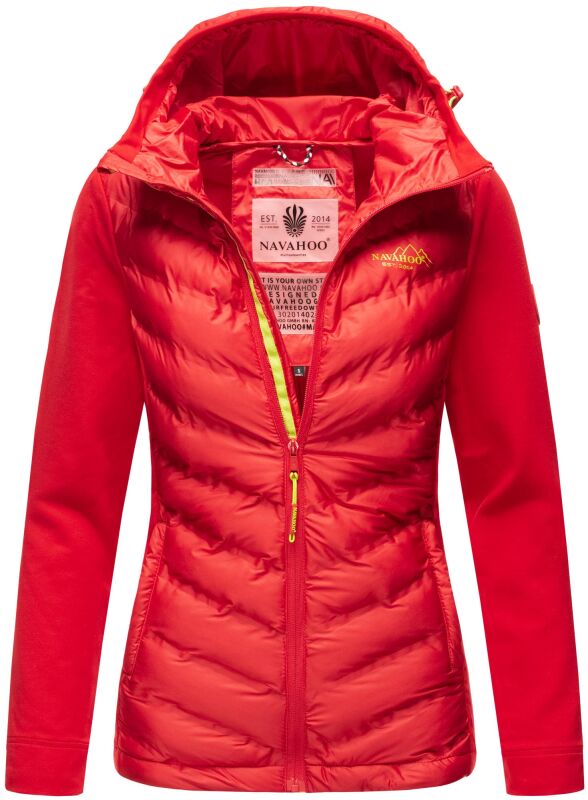 Navahoo Nimm mich mit Damen Fleece Hybrid Jacke Trekking Wanderjacke B852 Rot-Gr.S