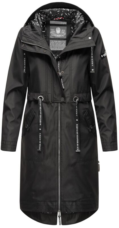 Navahoo Josinaa Damen leichte Damen Übergangs Jacke Mantel mit Kapuze B863 Schwarz-Gr.XL