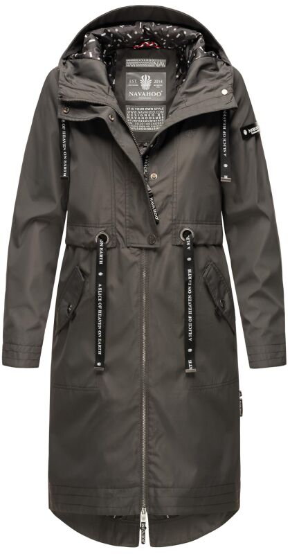 Navahoo Josinaa Damen leichte Damen Übergangs Jacke Mantel mit Kapuze B863 Anthrazit-Gr.L