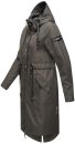Navahoo Josinaa Damen leichte Damen Übergangs Jacke Mantel mit Kapuze B863 Anthrazit-Gr.L