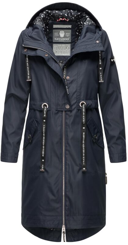 Navahoo Josinaa Damen leichte Damen Übergangs Jacke Mantel mit Kapuze B863 Navy-Gr.3XL