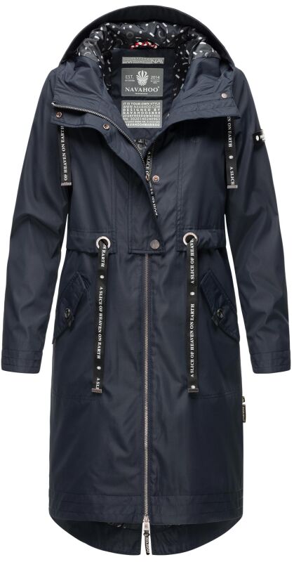 Navahoo Josinaa Damen leichte Damen Übergangs Jacke Mantel mit Kapuze B863 Navy-Gr.3XL