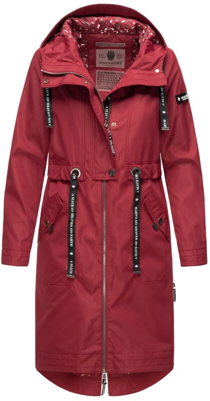 Navahoo Josinaa Damen leichte Damen Übergangs Jacke Mantel mit Kapuze B863 Bordeaux-Gr.XS