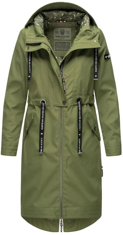 Navahoo Josinaa Damen leichte Damen Übergangs Jacke Mantel mit Kapuze B863 Olive-Gr.S