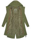 Navahoo Josinaa Damen leichte Damen Übergangs Jacke Mantel mit Kapuze B863 Olive-Gr.S