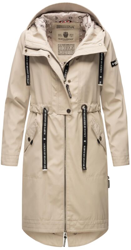 Navahoo Josinaa Damen leichte Damen Übergangs Jacke Mantel mit Kapuze B863 Hellgrau-Gr.XS