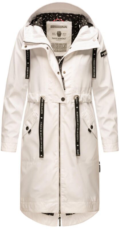 Navahoo Josinaa Damen leichte Damen Übergangs Jacke Mantel mit Kapuze B863 Weiss-Gr.XS