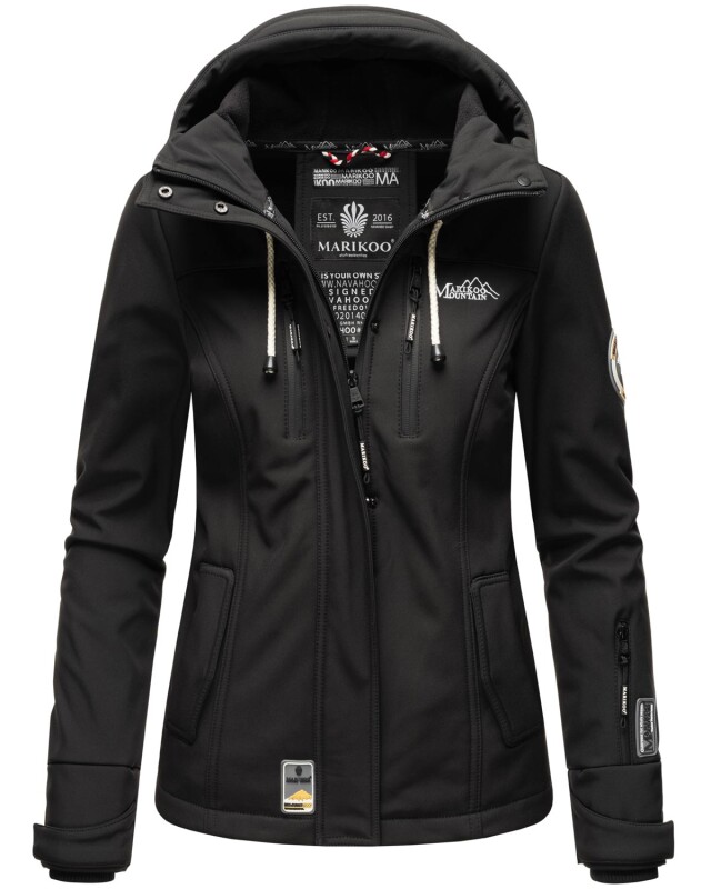 Marikoo Kleinezicke Damen Outdoor  Softshell Jacke Übergangsjacke B864 Schwarz-Gr.XS