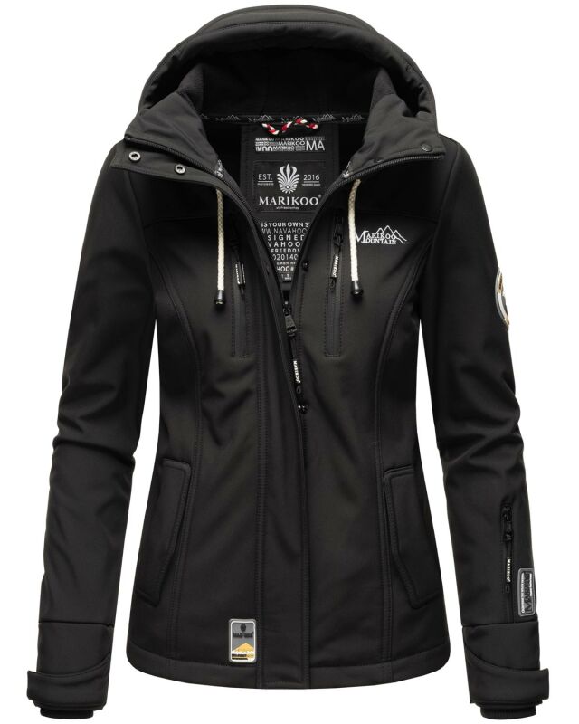 Marikoo Kleinezicke Damen Outdoor  Softshell Jacke Übergangsjacke B864 Schwarz-Gr.M