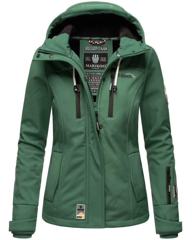Marikoo Kleinezicke Damen Outdoor  Softshell Jacke Übergangsjacke B864 Dus.Grün-Gr.S