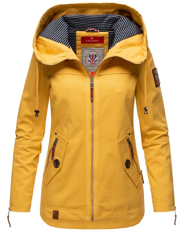 Navahoo Wekoo Damen Übergangs Jacke mit Kapuze B692 Senfgelb Größe XS - Gr. 34