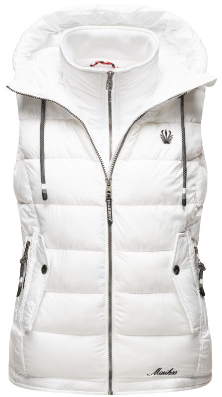 Marikoo Taisaa Damen Stepp Weste Übergangsjacke mit Stehkragen B866 Weiss-Gr.XS