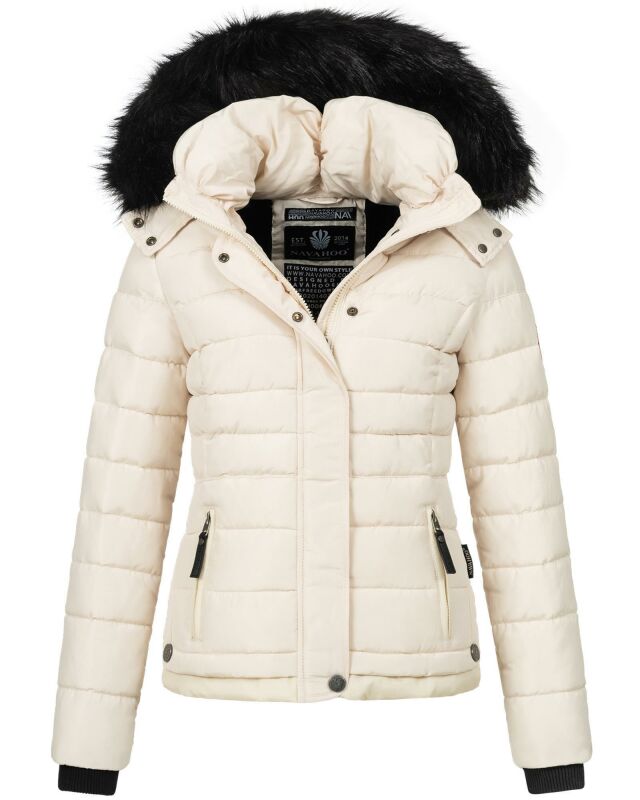 Navahoo warme Damen Winterjacke Kurzjacke gefüttert B301 Beige Größe XXL - Gr. 44