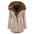 Navahoo Daria warme Damen Winterjacke Parka mit Kunstfell Kragen B380 Beige Größe XS - Gr. 34