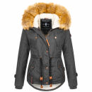 Navahoo Pearl Damen Winter Jacke mit Kunstfell B643 Anthrazit Größe XS - Gr. 34