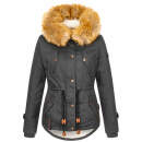 Navahoo Pearl Damen Winter Jacke mit Kunstfell B643 Anthrazit Größe XS - Gr. 34