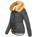 Navahoo Pearl Damen Winter Jacke mit Kunstfell B643 Anthrazit Größe S - Gr. 36