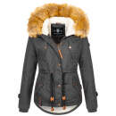 Navahoo Pearl Damen Winter Jacke mit Kunstfell B643 Anthrazit Größe M - Gr. 38