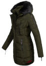 Marikoo warme Damen Winter Jacke Stepp Mantel lang B401 Olive Größe M - Gr. 38