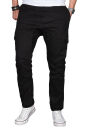 Alessandro Salvarini Herren Designer Cargo Stoff Hose Cargohose Regular Fit NEU O031 Schwarz W32 L32