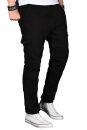 Alessandro Salvarini Herren Designer Cargo Stoff Hose Cargohose Regular Fit NEU O031 Schwarz W32 L32