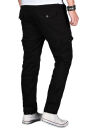 Alessandro Salvarini Herren Designer Cargo Stoff Hose Cargohose Regular Fit NEU O031 Schwarz W32 L34