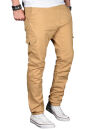 Alessandro Salvarini Herren Designer Cargo Stoff Hose Cargohose Regular Fit NEU O031 Beige W36 L32