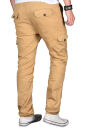 Alessandro Salvarini Herren Designer Cargo Stoff Hose Cargohose Regular Fit NEU O031 Beige W36 L32