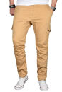 Alessandro Salvarini Herren Designer Cargo Stoff Hose Cargohose Regular Fit NEU O031 Beige W40 L34
