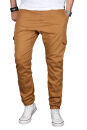 Alessandro Salvarini Herren Designer Cargo Stoff Hose Cargohose Regular Fit NEU O031 Camel W36 L32