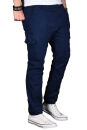 Alessandro Salvarini Herren Designer Cargo Stoff Hose Cargohose Regular Fit NEU O031 Dunkelblau W32 L32