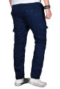 Alessandro Salvarini Herren Designer Cargo Stoff Hose Cargohose Regular Fit NEU O031 Dunkelblau W32 L32