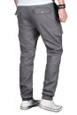 Alessandro Salvarini Herren Designer Cargo Stoff Hose Cargohose Regular Fit NEU O031 Grau W36 L32