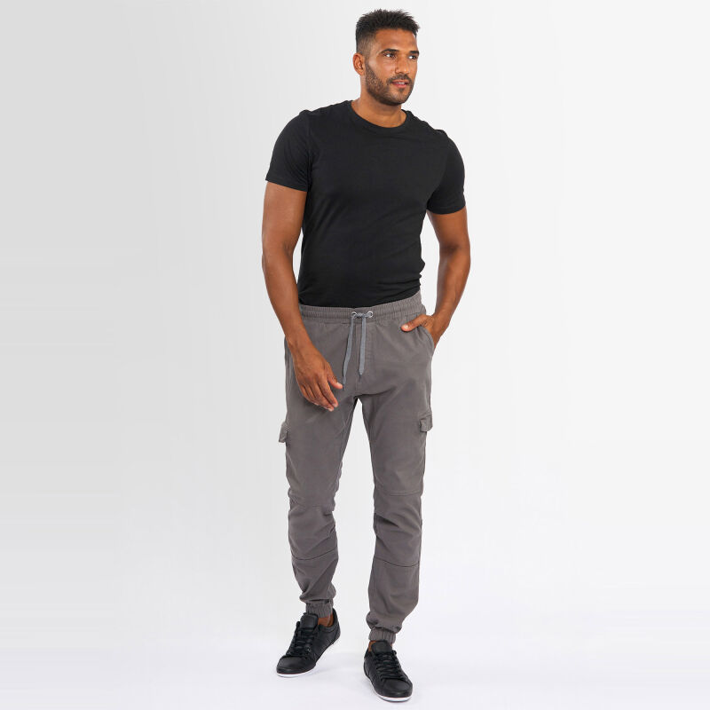 Alessandro Salvarini Herren Designer Cargo Stoff Hose Cargohose Regular Fit NEU O031 Grau W38 L34