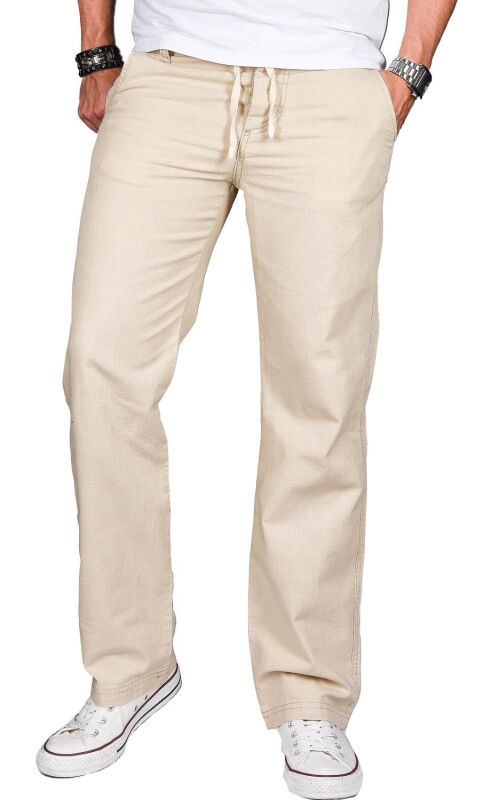 Alessandro Salvarini Herren leichte Sommer Hose O-034 - Beige-W29-L32