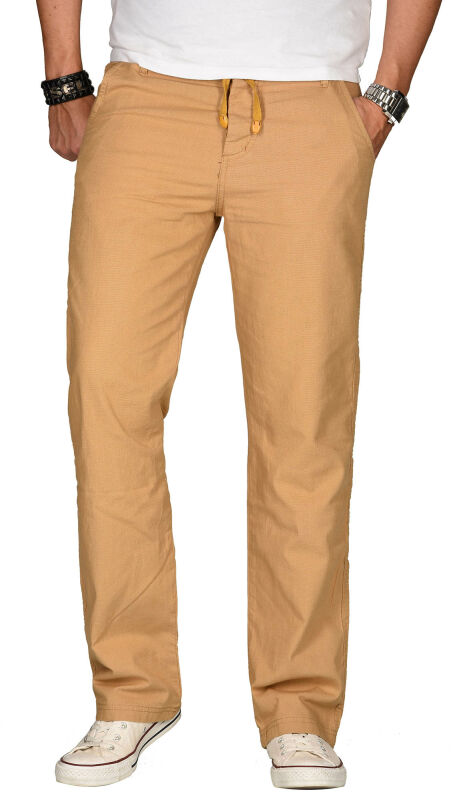 Alessandro Salvarini Herren leichte Sommer Hose O-034 - Camel-W30-L30