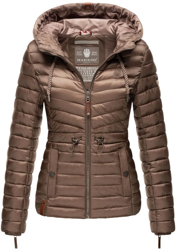 Marikoo Aniyaa Damen Jacke Steppjacke Übergangsjacke gesteppt B867 Taupe-Gr.XXL