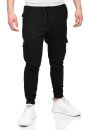 Alessandro Salvarini Herren Jogging Cargo Hose O271 Schwarz