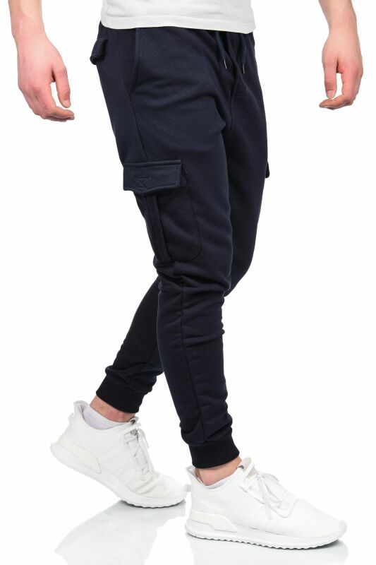 Alessandro Salvarini Herren Jogging Cargo Hose O271 Dunkelblau S