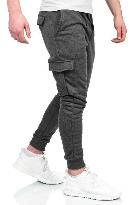 Alessandro Salvarini Herren Jogging Cargo Hose O271 Dunkelgrau M