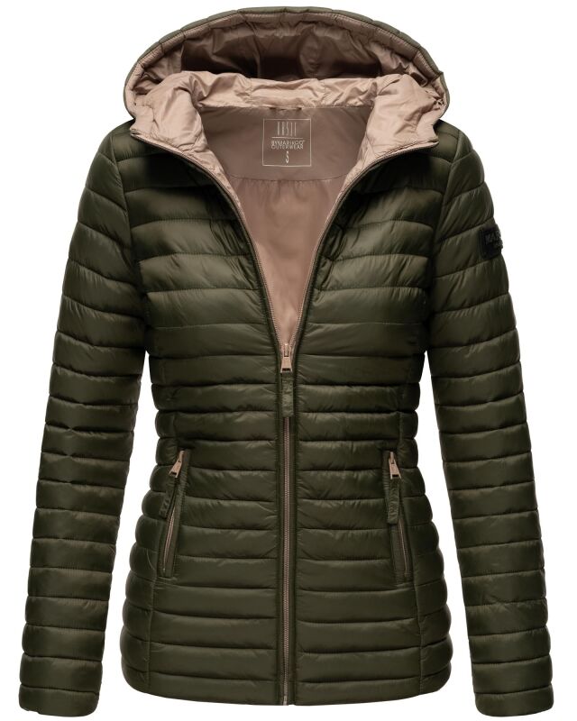 Marikoo Asraa Damen Steppjacke mit Kapuze gesteppt Übergangsjacke B857 Olive-Gr.XS