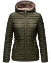 Marikoo Asraa Damen Steppjacke mit Kapuze gesteppt Übergangsjacke B857 Olive-Gr.XS