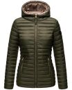 Marikoo Asraa Damen Steppjacke mit Kapuze gesteppt Übergangsjacke B857 Olive-Gr.L
