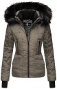 Navahoo Damen Winter Jacke warm gefüttert Teddyfell B361 Grey Olive Größe XS - Gr. 34