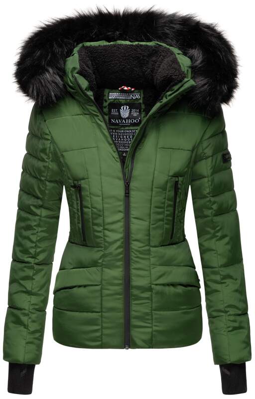 Navahoo Damen Winter Jacke warm gefüttert Teddyfell B361 Green Größe S - Gr. 36