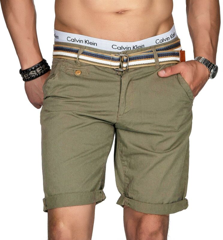 Indicode Herren Chino Shorts kurze Hose inkl. Gürtel B499...
