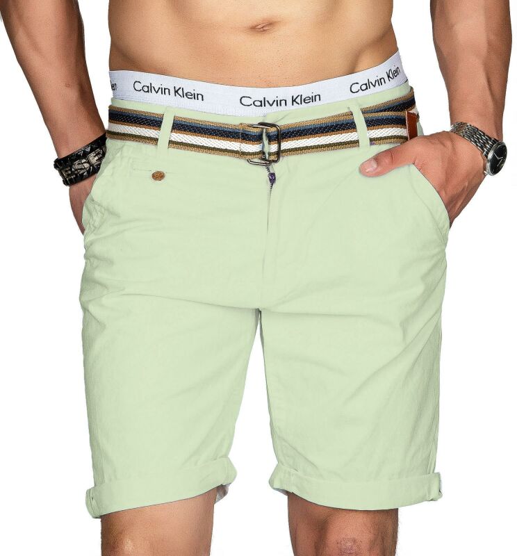 Indicode Herren Chino Shorts kurze Hose inkl. Gürtel B499...
