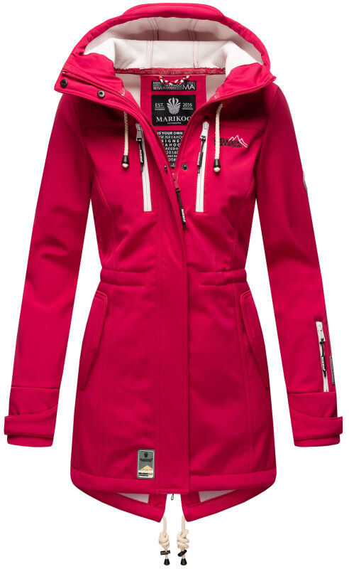 Marikoo Zimtzicke Damen Outdoor Softshell Jacke lang  B614 Fuchsia Größe S - Gr. 36