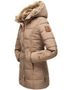 Marikoo warme Damen Winterjacke mit Kapuze Parka Kunstfell B817 Taupe-Gr.S